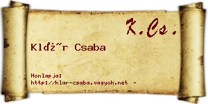 Klár Csaba névjegykártya