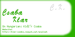 csaba klar business card